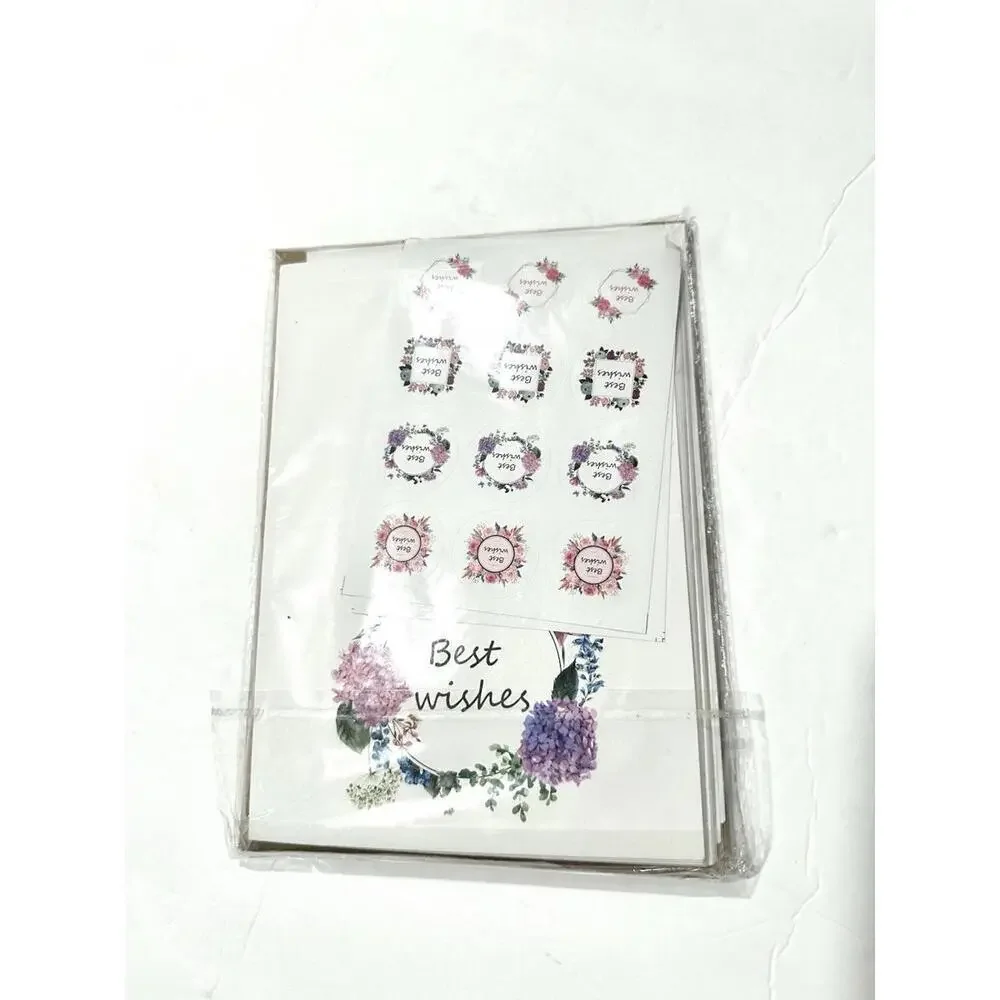 4X6 Assorted Best Wishes Thank You Cards with Stickers & Brown Envelopes 24 Pack